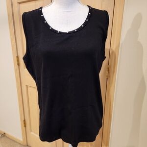 NWOT Black Sleeveless Top with Studded Neckline